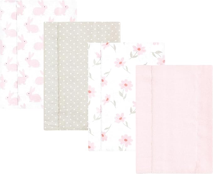 Luvable Friends Hudson Baby Flannel Burp Cloths 4pk, Sweet Honeycomb Pink
