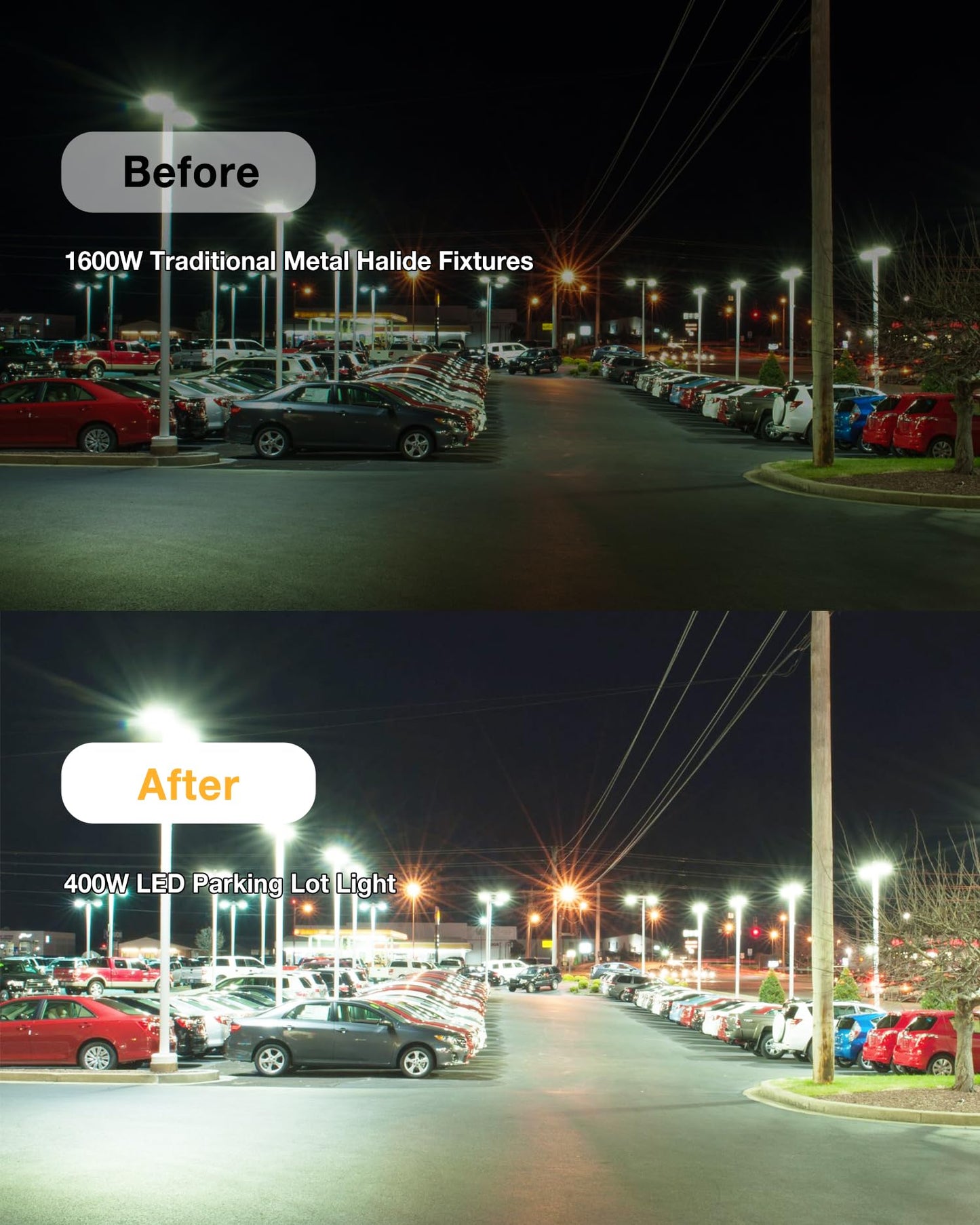 Jc-Lgl 400W Led Parking Lot Lights 2 Pack  56000Lm 5000K Daylight  Ip65 Waterproof  0-10V Dimmable  Ul & Etl Certified  Commercial Outdoor Lighting For Parking Lots  Stadiums  And Streets