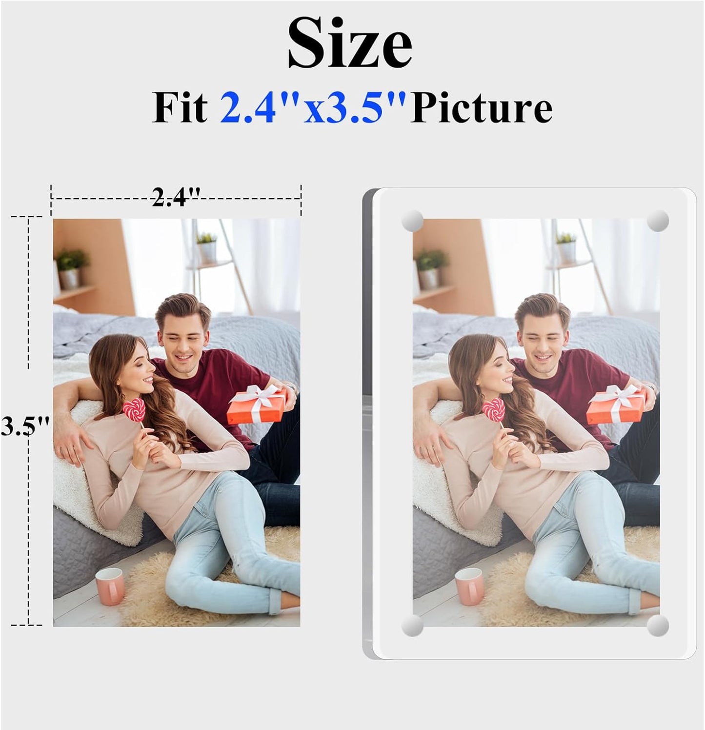 4 Pack Magnetic Car Picture Holders, Car Visor Photo Clip and Visor Clip Photo Frame, Acrylic Personalized Car Picture Frame Can Be Used to Add Your Personal Photos (2.4x3.5 Inch)