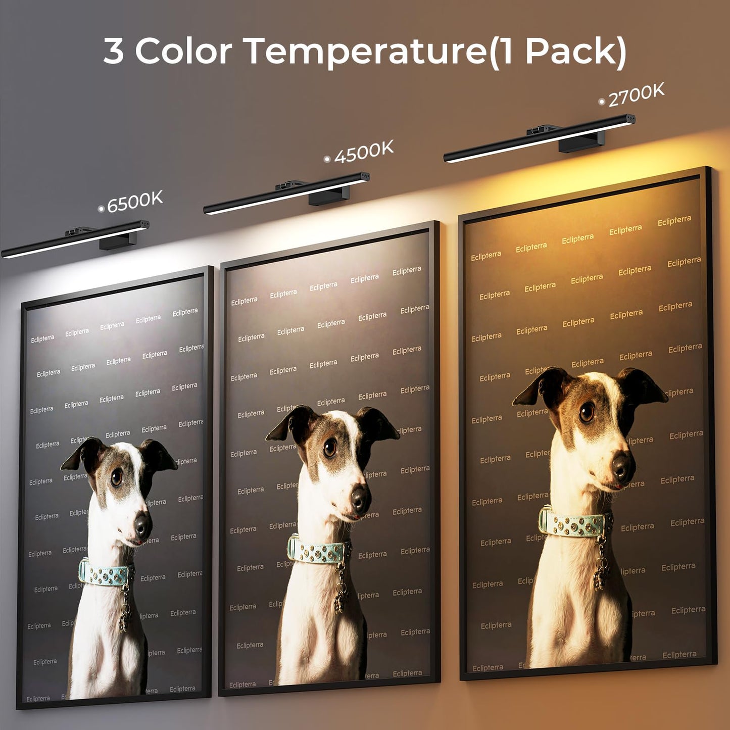 Eclipterra Wireless Picture Lights for Wall, 24in Battery Operated Wall Light for Painting Rechargeable CCT Rotatable Art Gallery Light with Remote Dimmable Timer for Artwork Frame Display Dartboard