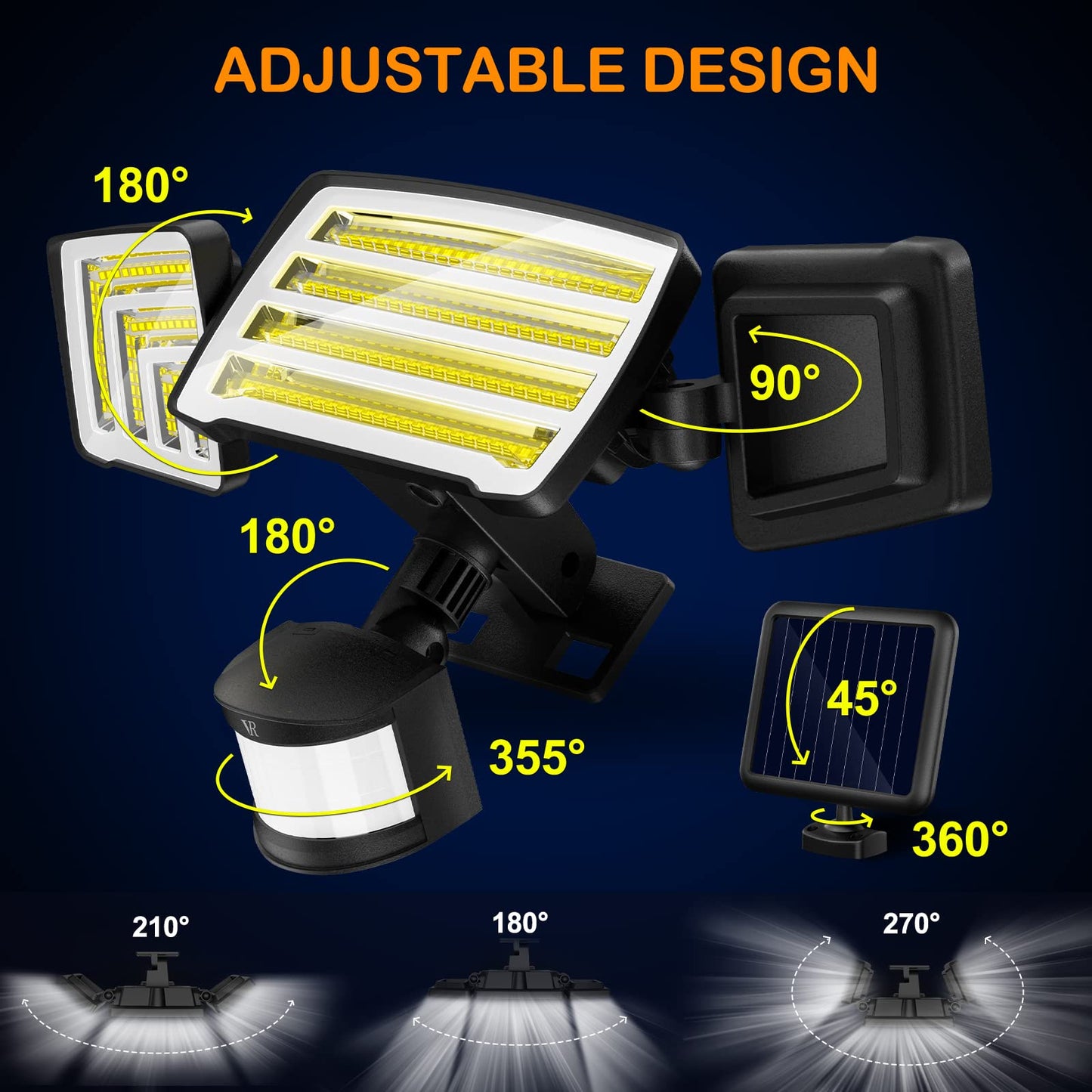 Vensstnor Solar Motion Sensor Flood Lights Outdoor - 4000Lm 4 Lighting Modes  72Ft Sensing Distance  Split 3000Mah Solar Panel  Ip65 Security Lights With Remote For Porch Yard Patio Garage 2Pack