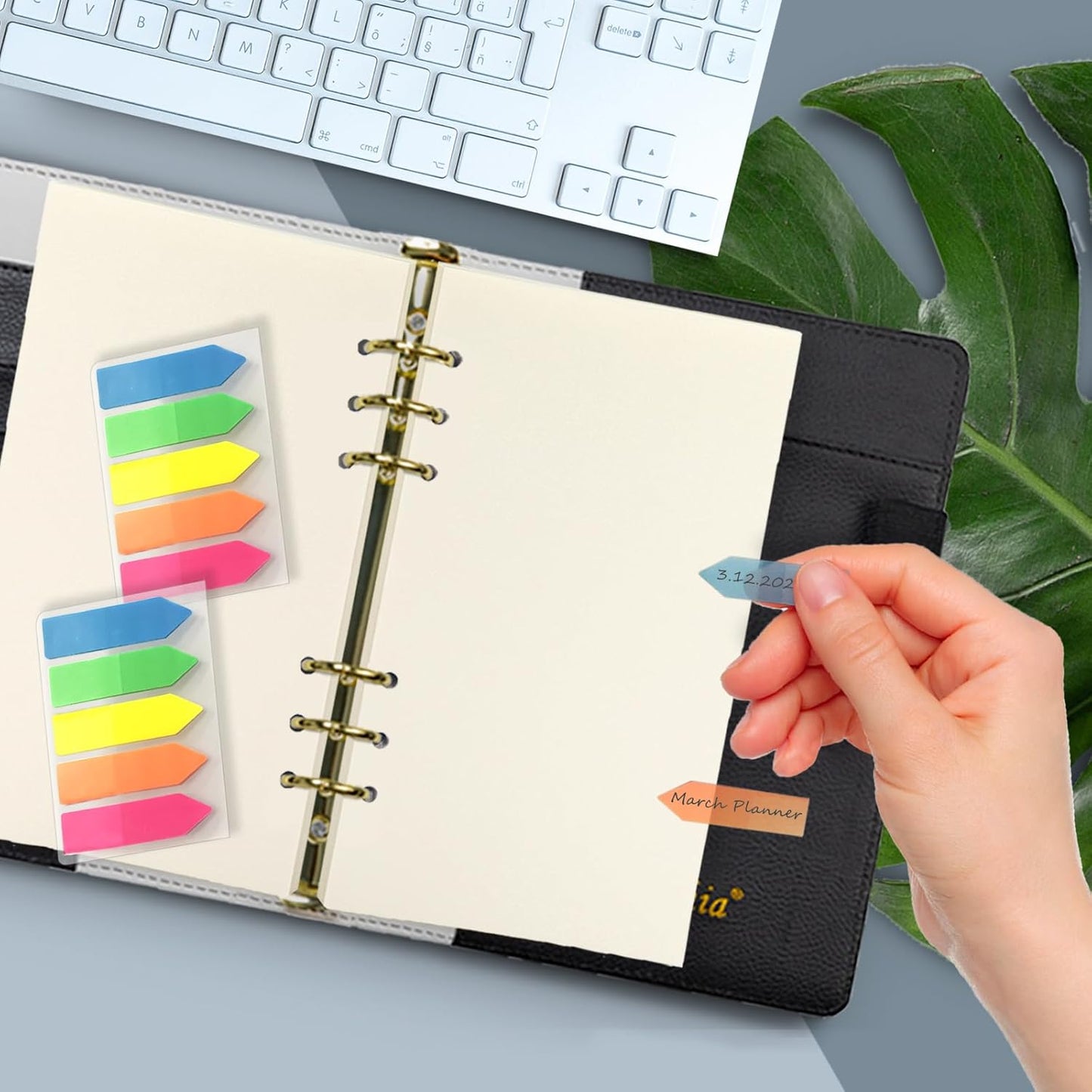 Harphia A6 6 Holes Binder Refill Value Set, 90sheets Plain Blank Loose Leaf Paper with Stickers and dividers, Planner Inserts with Binder Pockets for A6 Binder 6 Holes refillable Notebook,005dA6blank