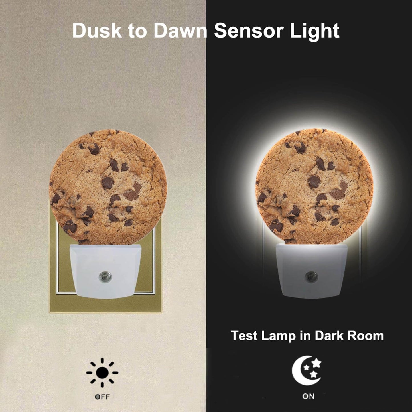 Uanvaha Food Decorative Night Light Chocolate Chip Cookie Funny Dessert Plug-In Nightlight Energy Saving 0.5W Led Lighting For Boys Girls Men Women