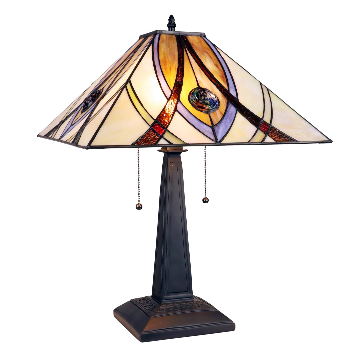 Chloe Lighting Orson Tiffany-Style Table Lamp 2 Light Glass 16in Shade Multicolor Model CH3T995PM16-TL2
