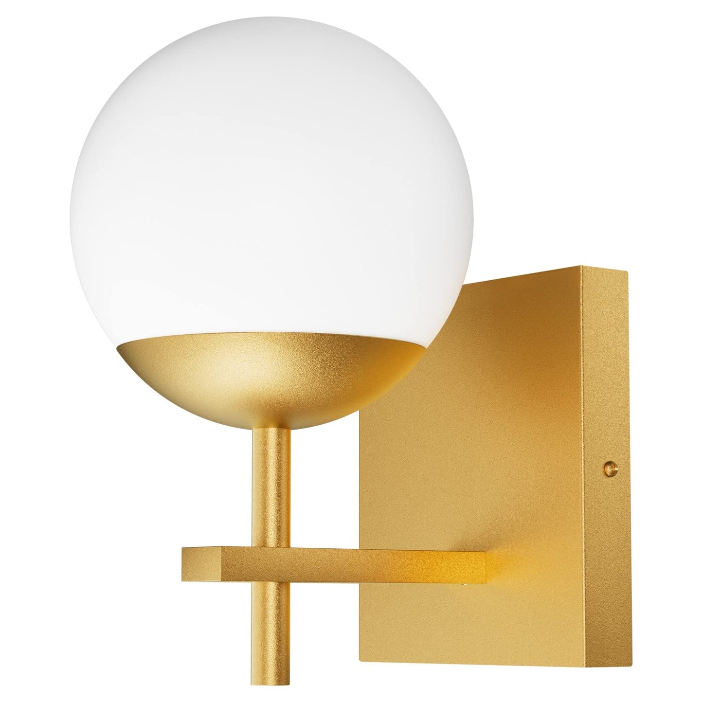 Ralbay Gold Wall Sconce - Mid Century Modern Indoor Light Fixture, 1 Light, Milky Glass For Bathroom, Kitchen, Living Room, Model 1100