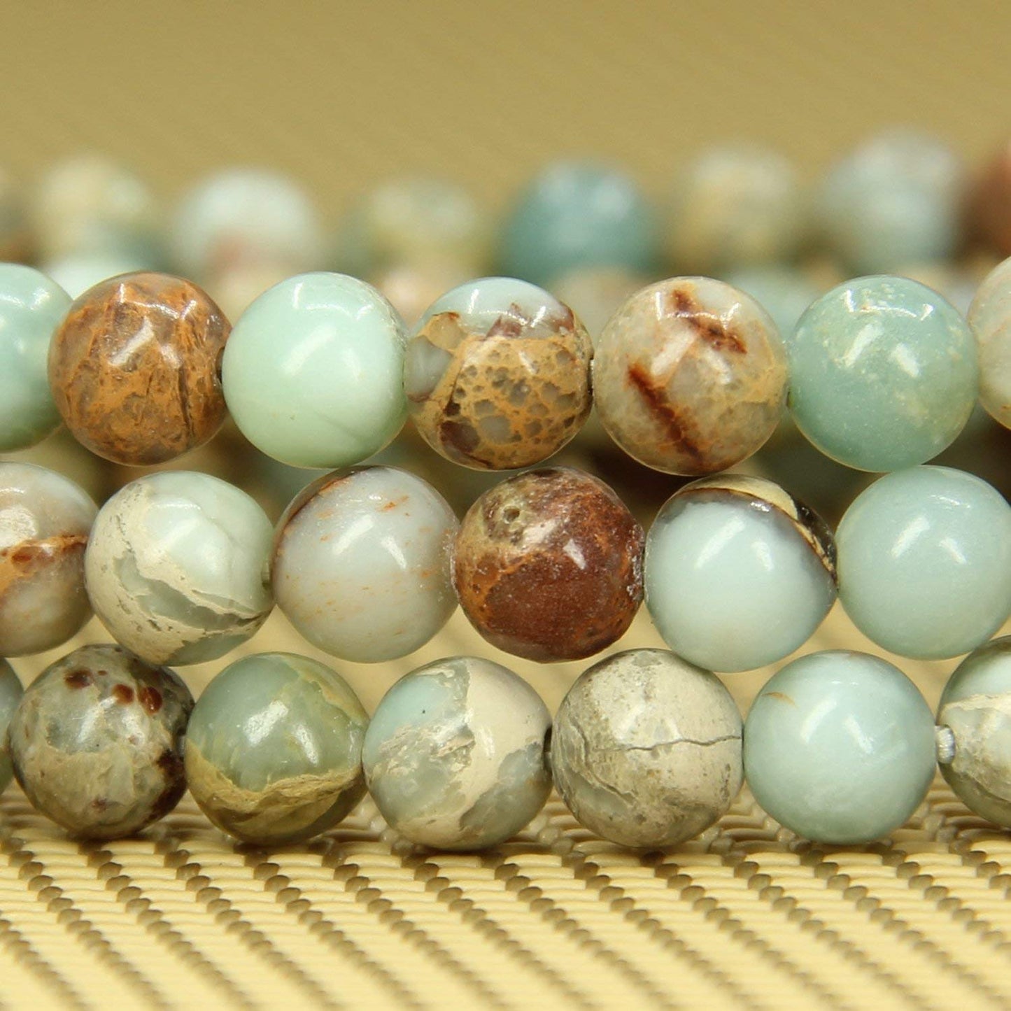 Natural Serpentine Gemstone 6mm Round Beads Stretch Bracelet 7 Unisex