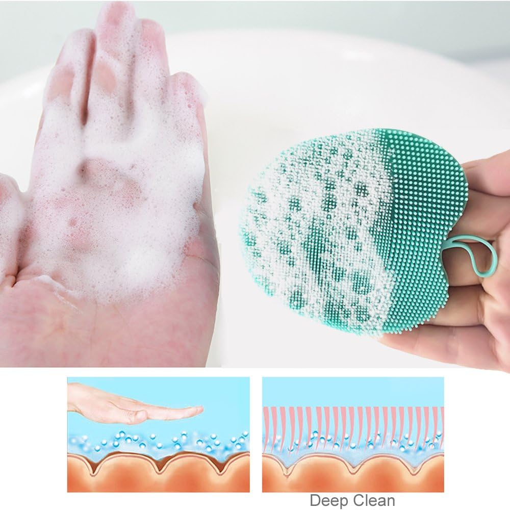 INNERNEED Soft Silicone Facial Cleansing Brush Set, Gentle Exfoliating and Massaging Face Scrubber Pad, Anti-Slip Design for Blackhead Removal and Skin Care (Pack of 3)
