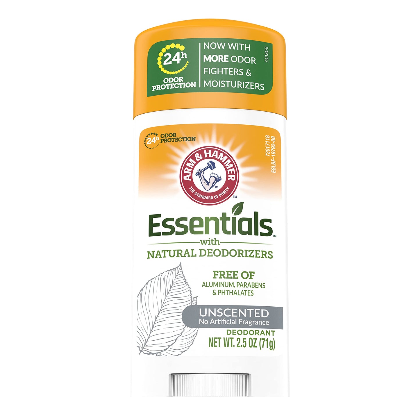 ARM & HAMMER Essentials Natural Deodorant Unscented 2.50 oz (Pack of 8)