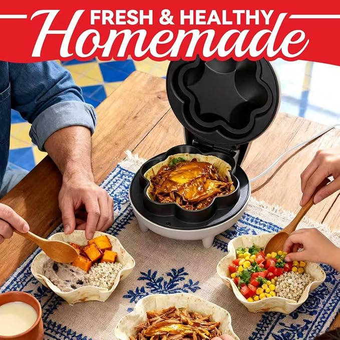 SurgarWhisk Tortilla Bowl Maker, Quesadilla Maker, Taco Tuesday Kit With Tostada Shells Mold Bowls, Taco Shell Mold Bowls Perfect For Baked Taco Bowls, Taco salad, Tostadas, 7-inch tortillas, White