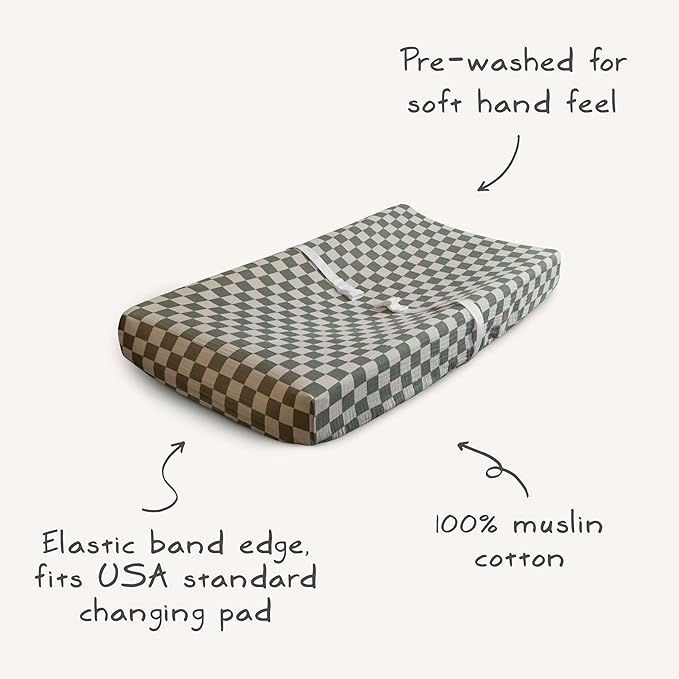 mushie Extra Soft Muslin Fitted Changing Pad Cover (Tradewinds)