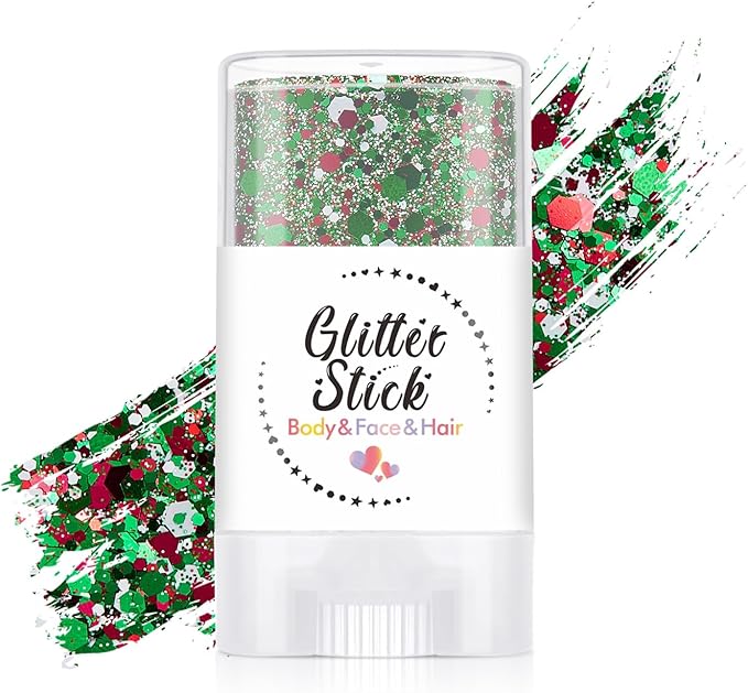 Body Glitter Stick, Perfect Holographic Sequins Christmas Face and Hair Glitter Makeup Neon Outfit Rave Festival Party Acc...