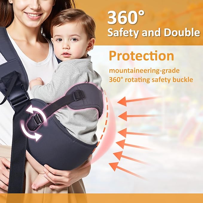 Toddler Carrier Sling for Newborn to Toddler, Ring Sling Baby Carrier 15–55 lbs with Breathable & Anti-Slip Seat Cushion for Comfort, Lightweight Travel-Friendly (Dark Gray)