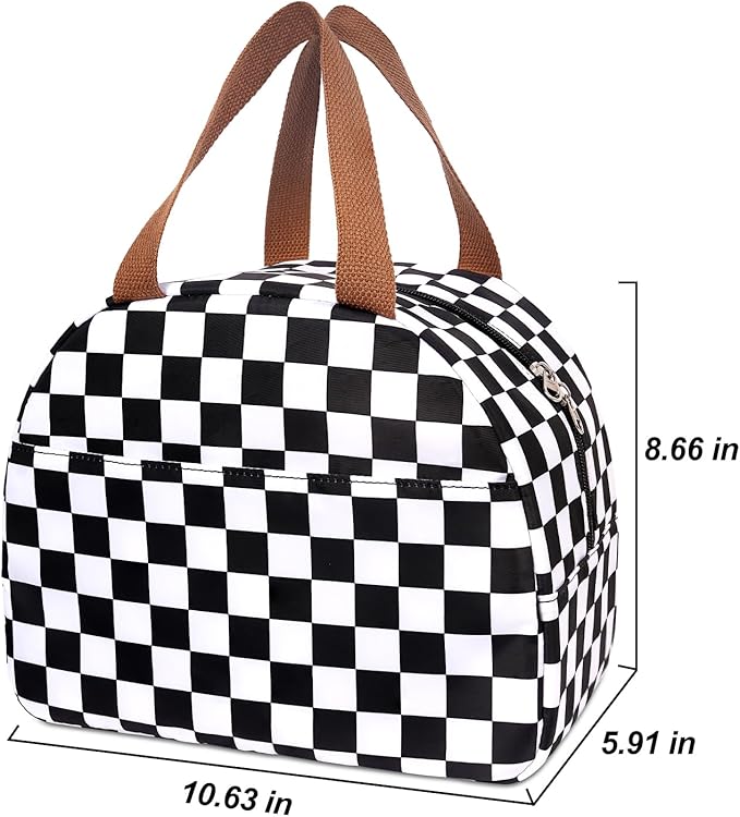 Lunch Box for Women,Cute Quilted Lunch Tote Bag,Reusable Insulated Lunch Box,Large Capacity Cooler Bag with Compartments for Work, Picnics or Travelling