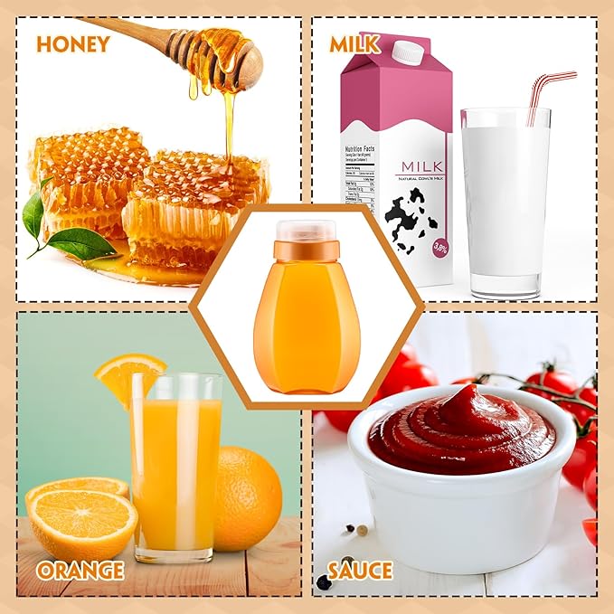 Layhit 20 Pieces 32 oz Plastic Honey Jars Clear Plastic Honey Bottles with Lids Container Dispenser with Flip Lid Empty Squeeze Bottle for Easy Storing and Dispensing (Modern)