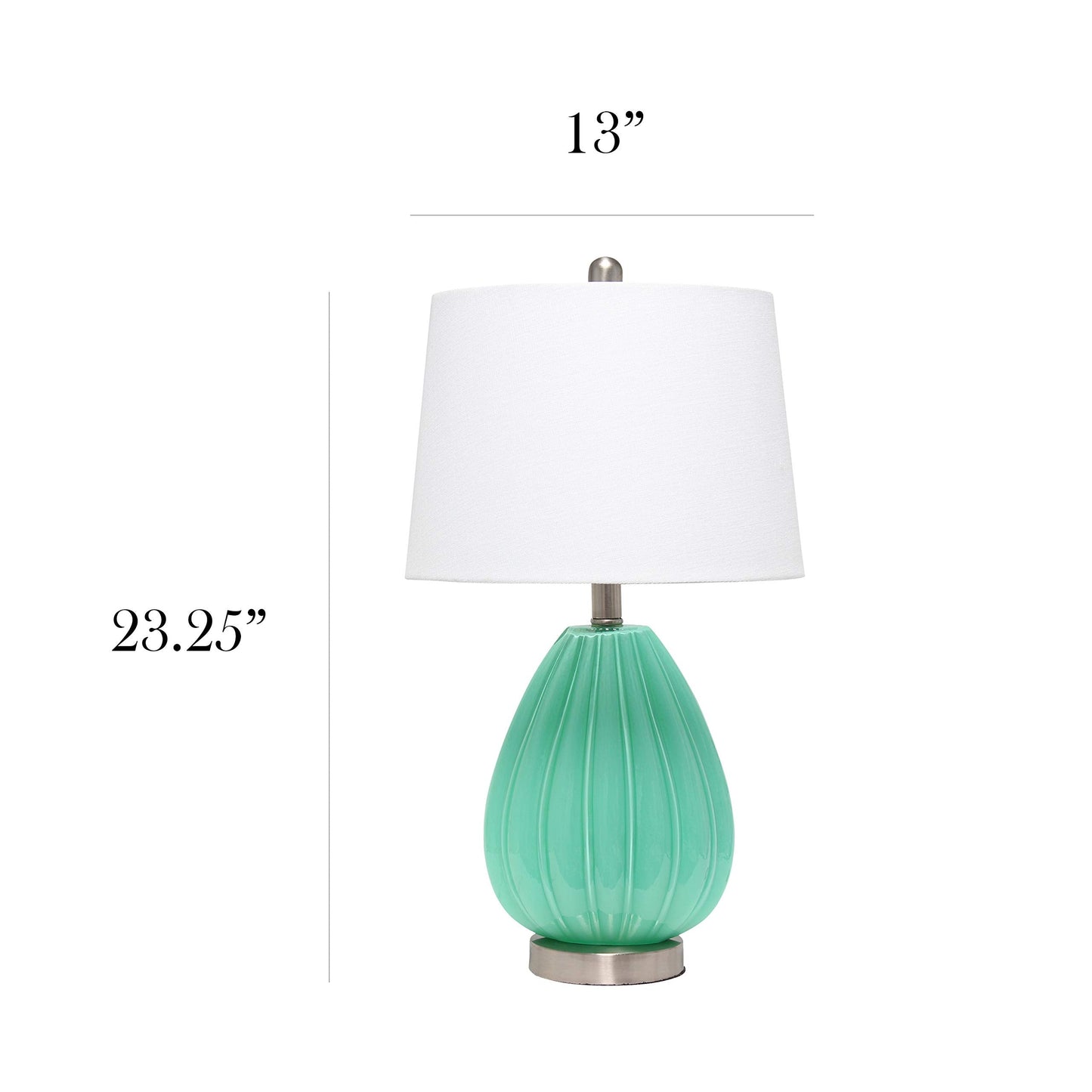 Elegant Designs LT3320-SEA Table Lamp, Fabric Shade, Seafoam Color, Glass Material