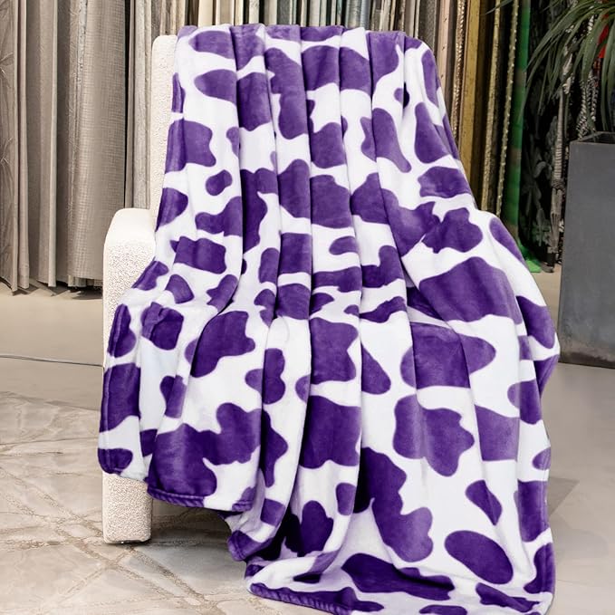 Purple Twin Fleece Blanket 60"x80" - Ultra Soft Flannel Throw for Couch, Bed | Lightweight Warm Blanket for Adults, Teens - Lavender Home Decor Gifts