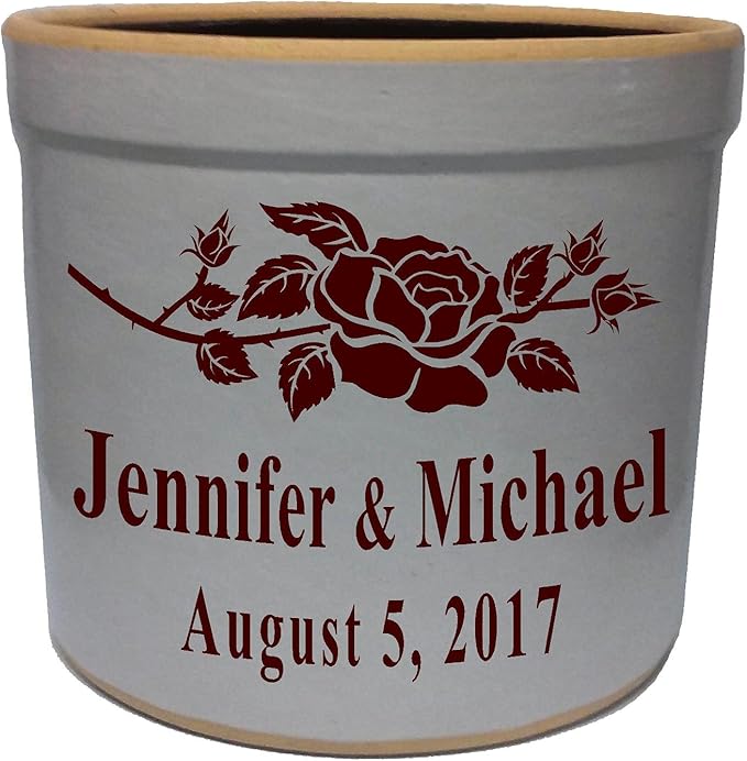 3 Gallon Personalized Stoneware Crock - Rose