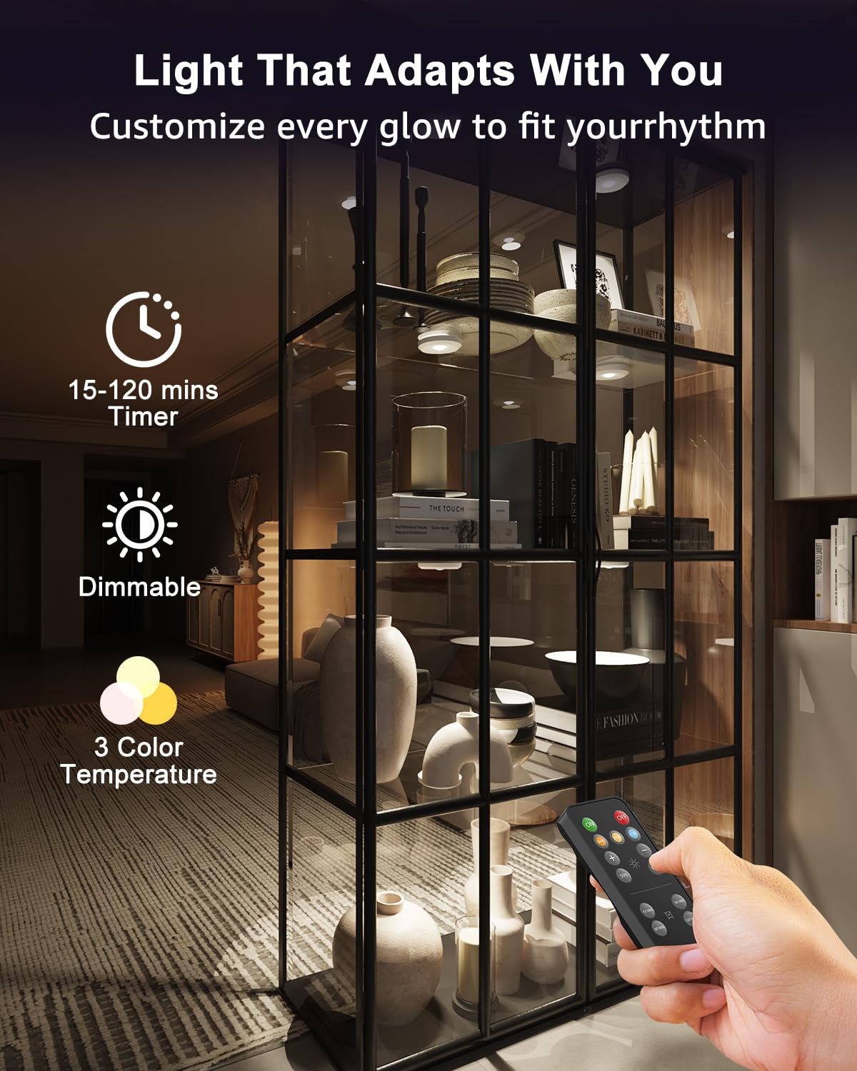 Rechargeable Puck Lights With Remote  2400Mah Battery Touch Light Magnetic Push Tap Light Wireless Led Under Cabinet Lighting Mini Press Button Lamp Sitck On Lights For Kitchen  Closet  Pantry  Shelf