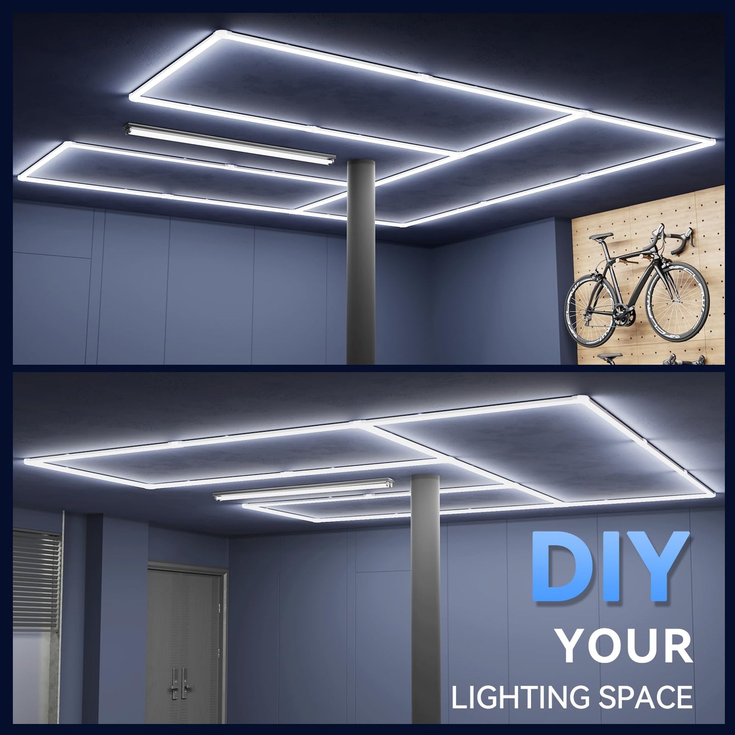 Lzhome Led Garage Lights Fixture: High Brightness 39000Lm Led Garage Lighting Ceiling Led Light  Updated 44.8 Inch Large Size Rectangle Light For Garage Shop Workshop Gym Car Detailing