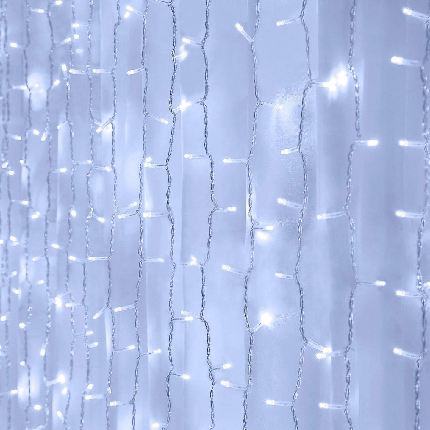amadecohome Curtain String Lights, LED Icicle Lights, Cool White, Copper Material, Wedding Party Outdoor Indoor Decorations