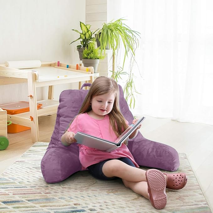 Nestl Reading Pillow Standard Bed Pillow, Back Pillow for Sitting in Bed Memory Foam Chair Pillow, Reading & Bed Rest Pillows Lavender Dream Back Pillow for Bed, Bed Chair Arm Pillow with Pockets