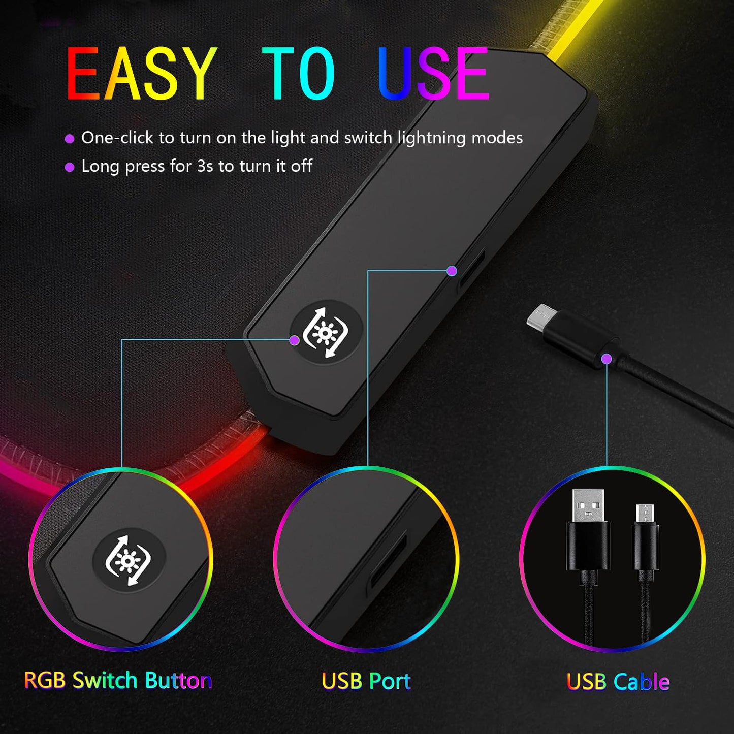 Armanza RGB Gaming Mouse Pad, Large Mousepad with Led Light, Gaming Accessories Keyboard Pad for Desk, Non-Slip Rubber Base Big Mouse Mat for Gamer, 31.5 X 11.8 Inch, Purple Anime