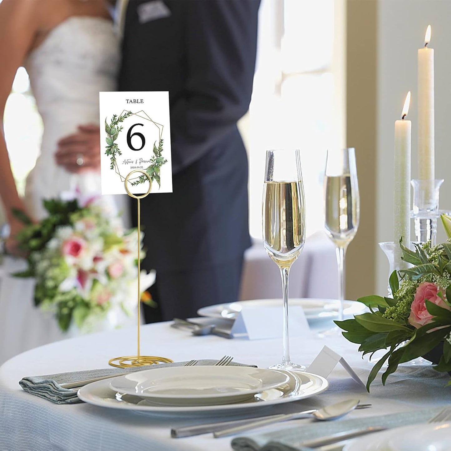 Table Number Holders 10Pcs - 8.75 inch Place Card Holder Tall Table Number Stands for Wedding Party Graduation Reception Restaurant Home Centerpiece Decorations Office Memo (Gold)