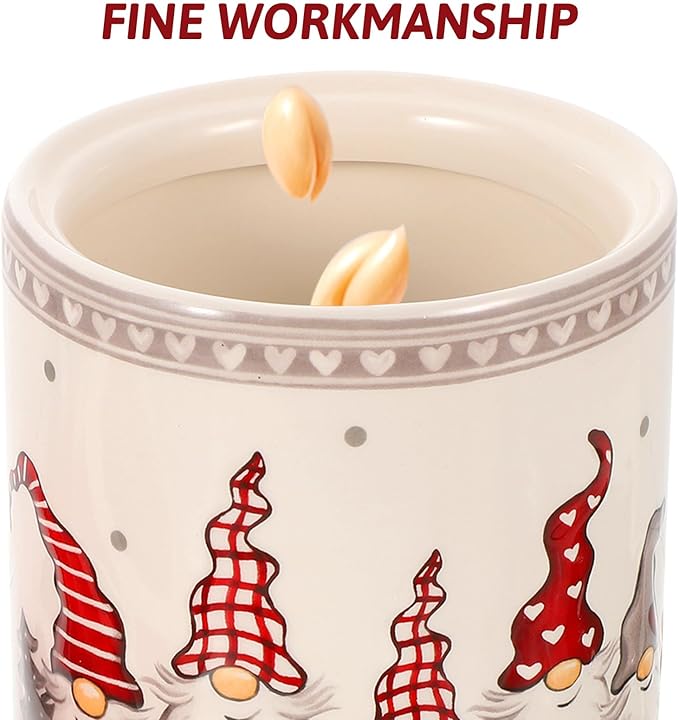 Angoily Cookie Jar, Christmas Gnome Candy Jar with Lids, Ceramic Treat Container Tea Can for Holiday Christmas Decoration Living Room Centerpieces