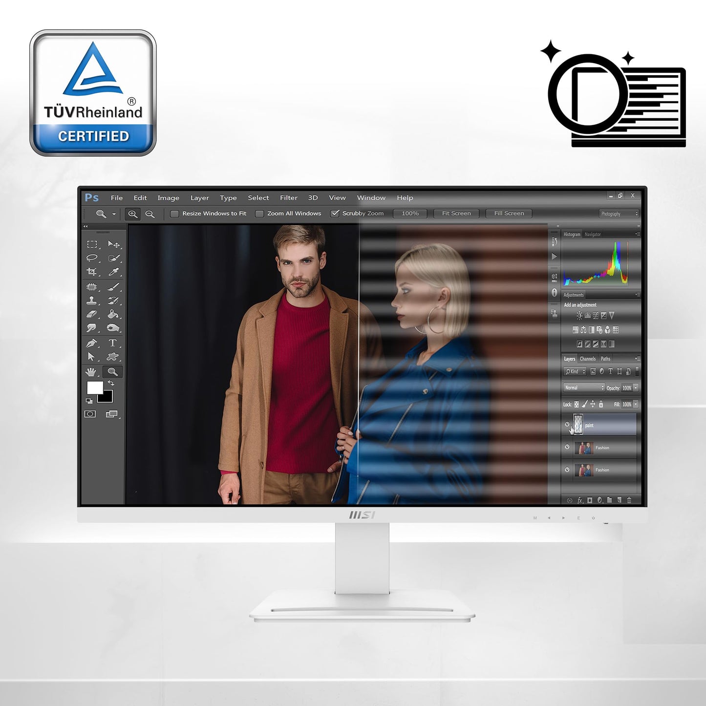 Msi Pro Mp273Aw, 27 Monitor, 1920 X 1080 (Fhd), Ips, 100Hz, Tuv Certified Eyesight Protection, 4Ms, Displayport, Hdmi, Tilt, Whi
