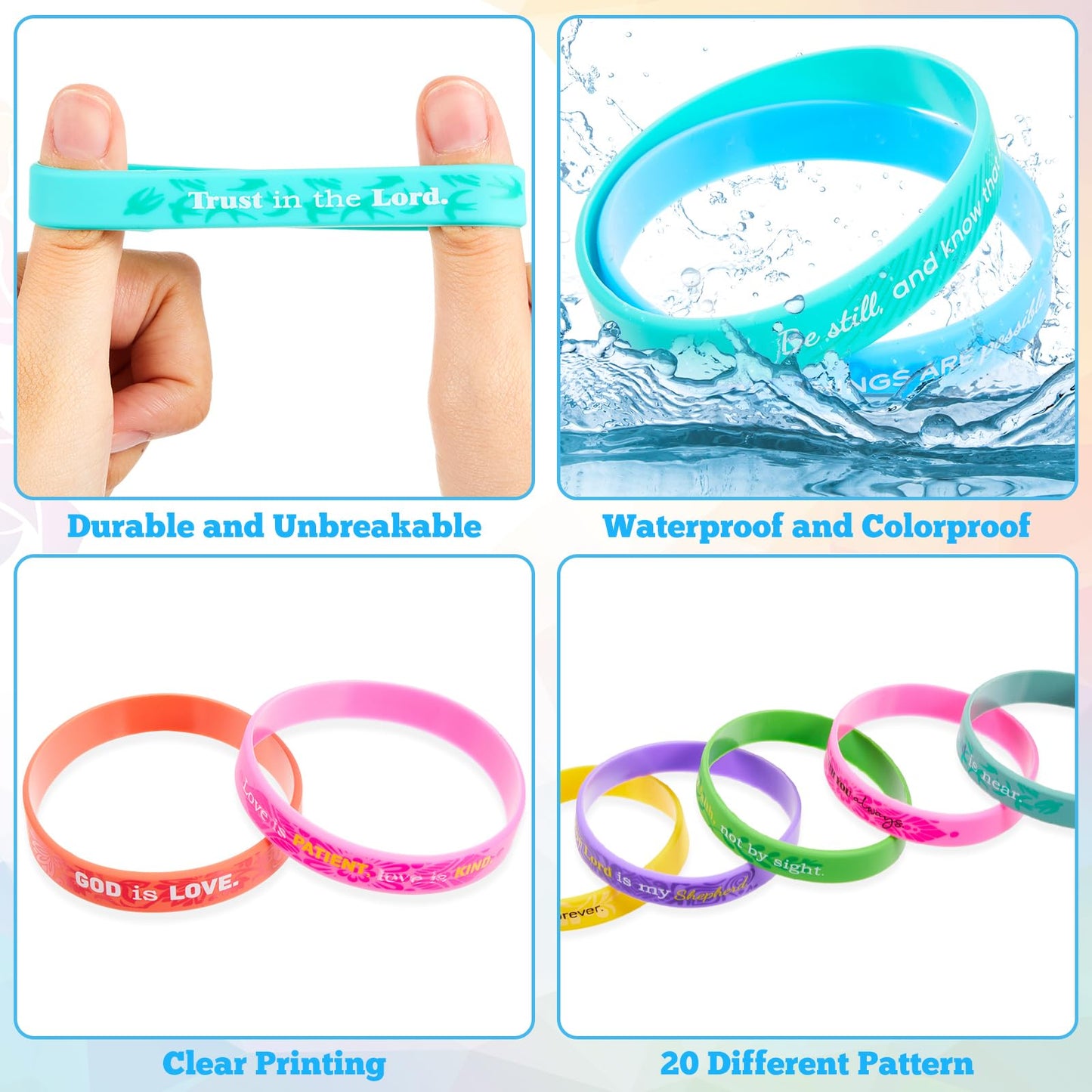 Bucherry 60 Pcs Christian Bracelets Rubber Bible Verse Bracelets Christian Silicone Jesus Religious Wristbands Bulk for Men Wome