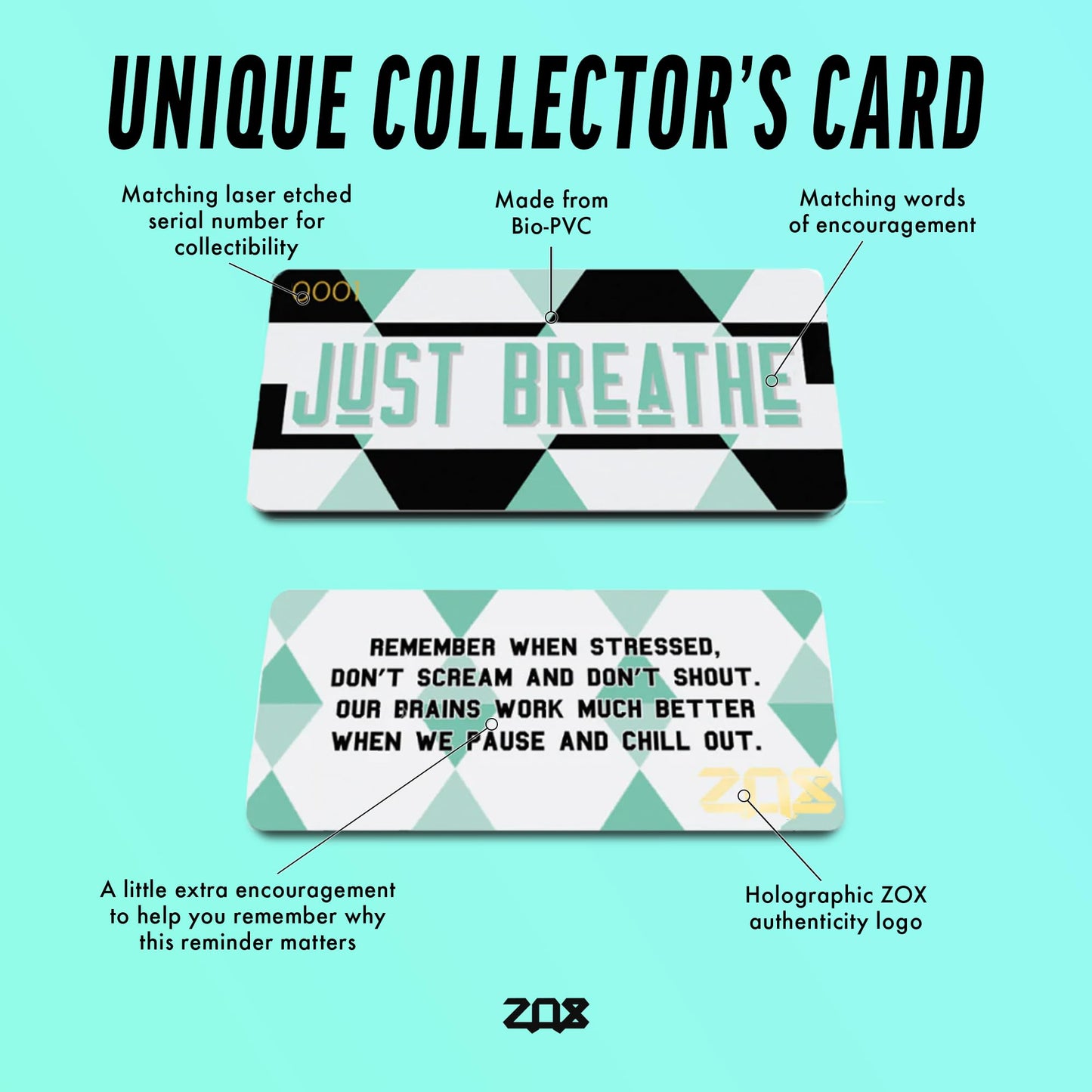 ZOX Bracelets - Just Breathe | Stretchy Elastic Band with Motivational Affirmations and Beautiful Artwork, Great Wristband Gift