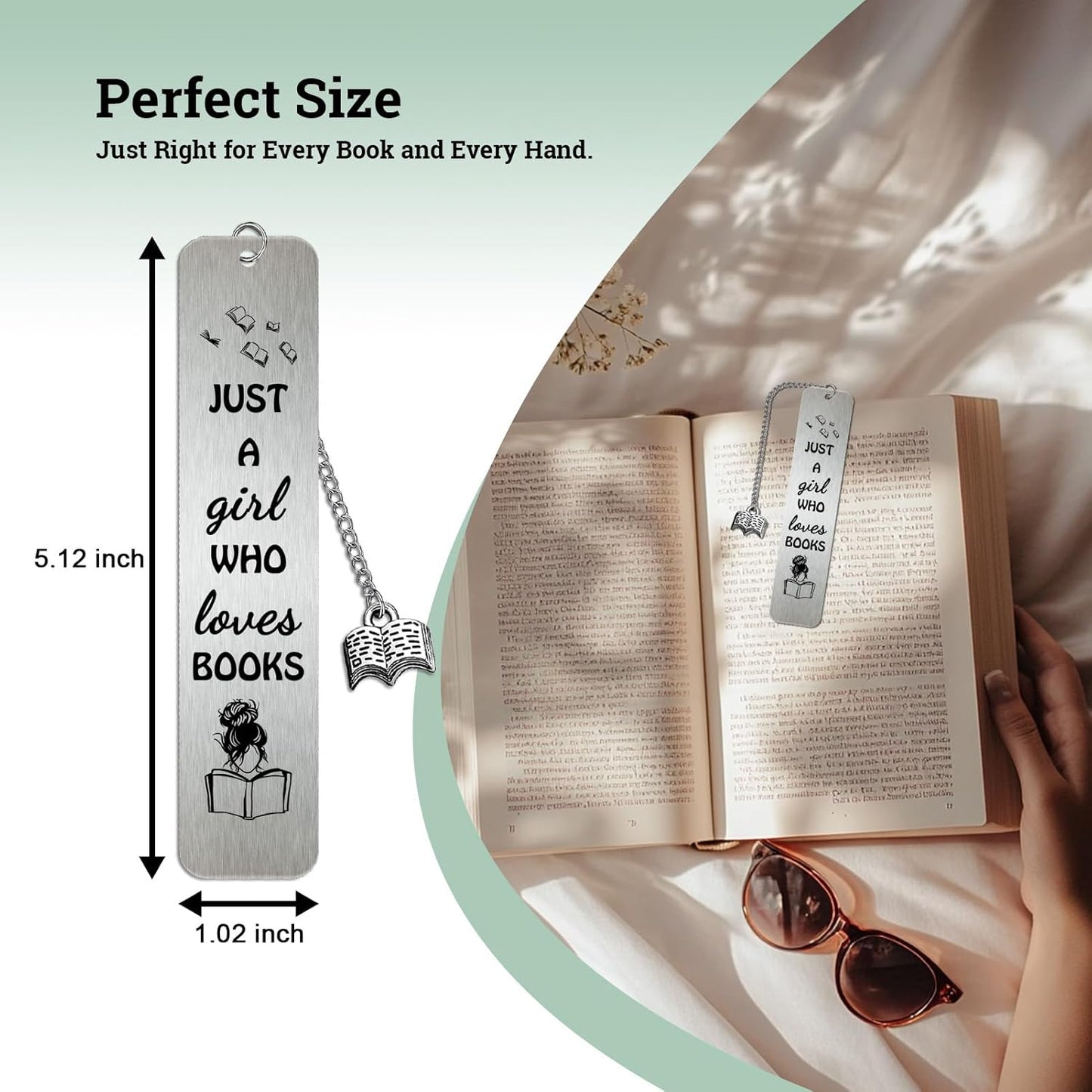 Funny Metal Bookmarks for Women Girls Just A Girl Who Loves Books Bookmark Stainless Steel Book Marks for Reading Kids Boys Teens Book Lover Christmas Gifts