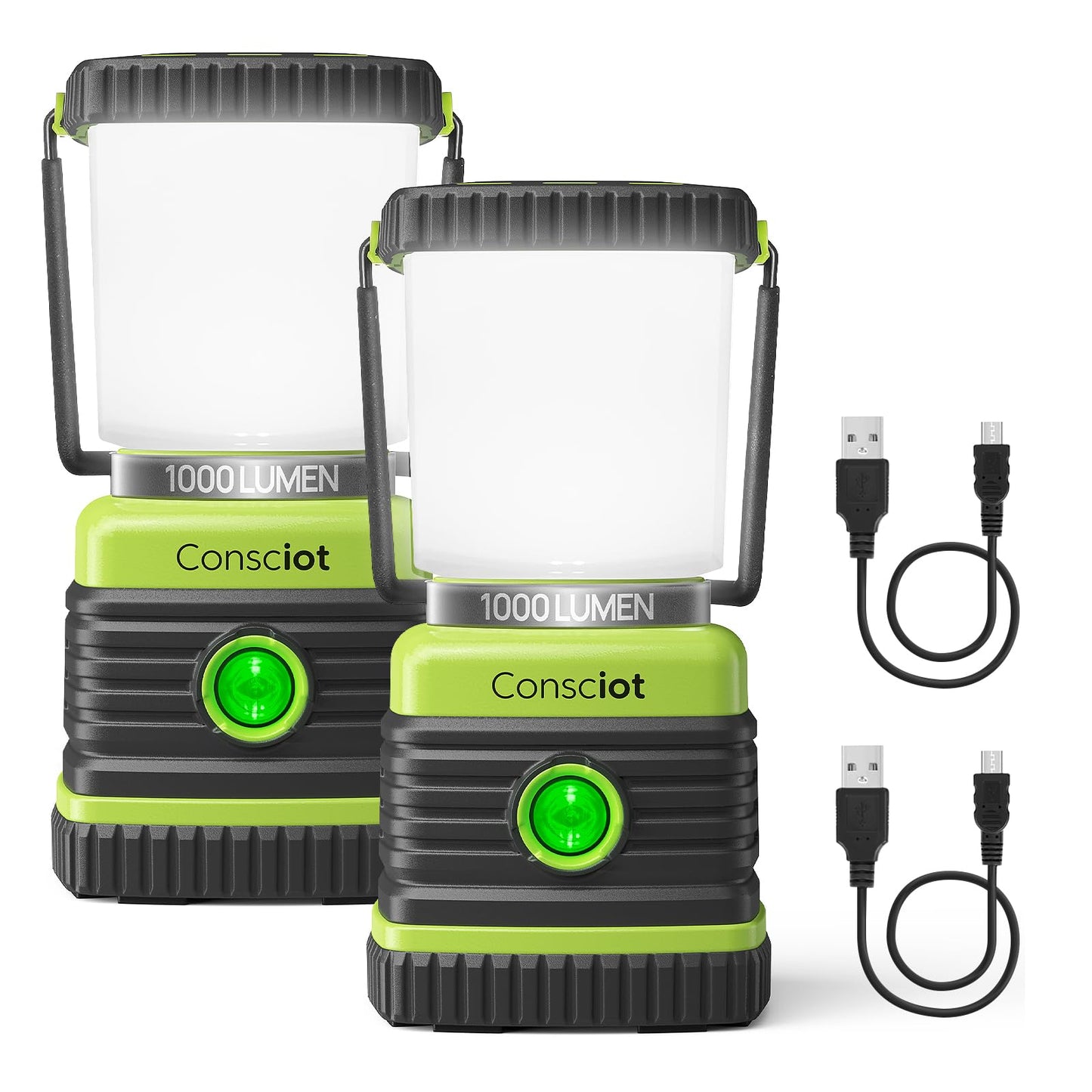 Consciot LED Camping Lantern 1000LM, 4 Light Modes, 4400mAh Power Bank, IPX4 Waterproof, Light Green, Model AOL002-US-V1, 2