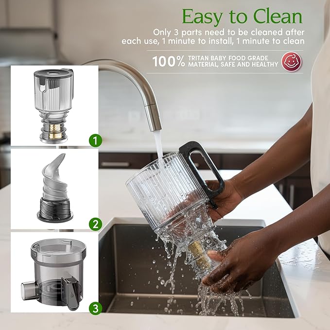 Anybear Cold Press Juicer with 4.9" Large Feed Chute, 350W Masticating Juicer Machines with Dual Slow-Squeezing Technology for Whole Fruits & Veggies with High Yield | BPA-Free Tritan (Silver Gray)