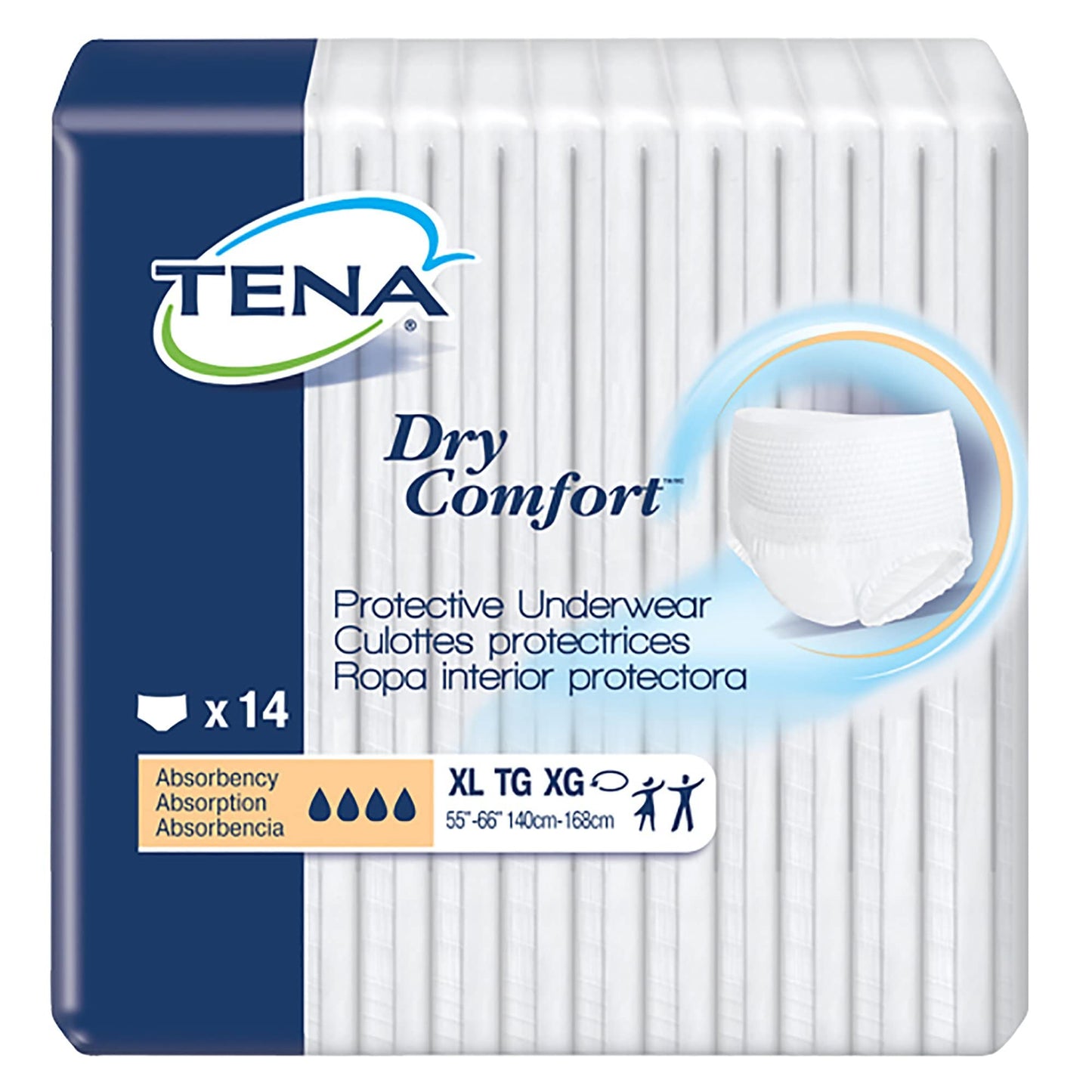 TENA Dry Comfort Underwear, Extra Large, Unisex, 56 Count, Size XL, Incontinence Protector