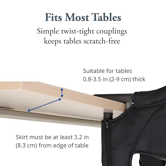 Inglesina Fast Table Chair - Stone Gray Melange + Fast Dining Tray - Portable Baby High Chair - for Babies & Toddlers up to 37 lbs - Fits Tables 0.8'' to 3.5'' Thick - Compact - Travel Bag Included