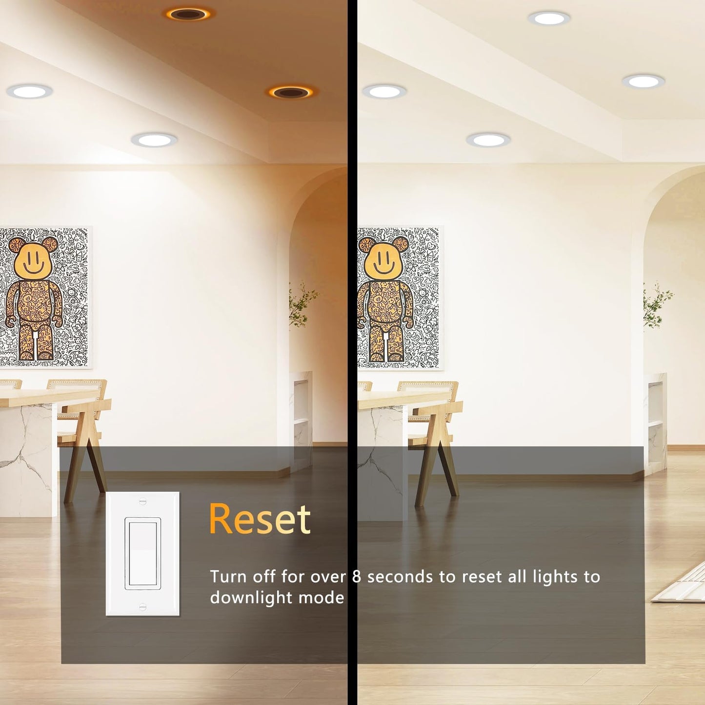 CycevSun 24 Pack 6 Inch LED Recessed Lighting with Night Light - Canless Ultra Thin Wafer Downlight Soffit Pot, Dimmable & 5 Color Temperature Selectable, 12W, ETL & Energy Star