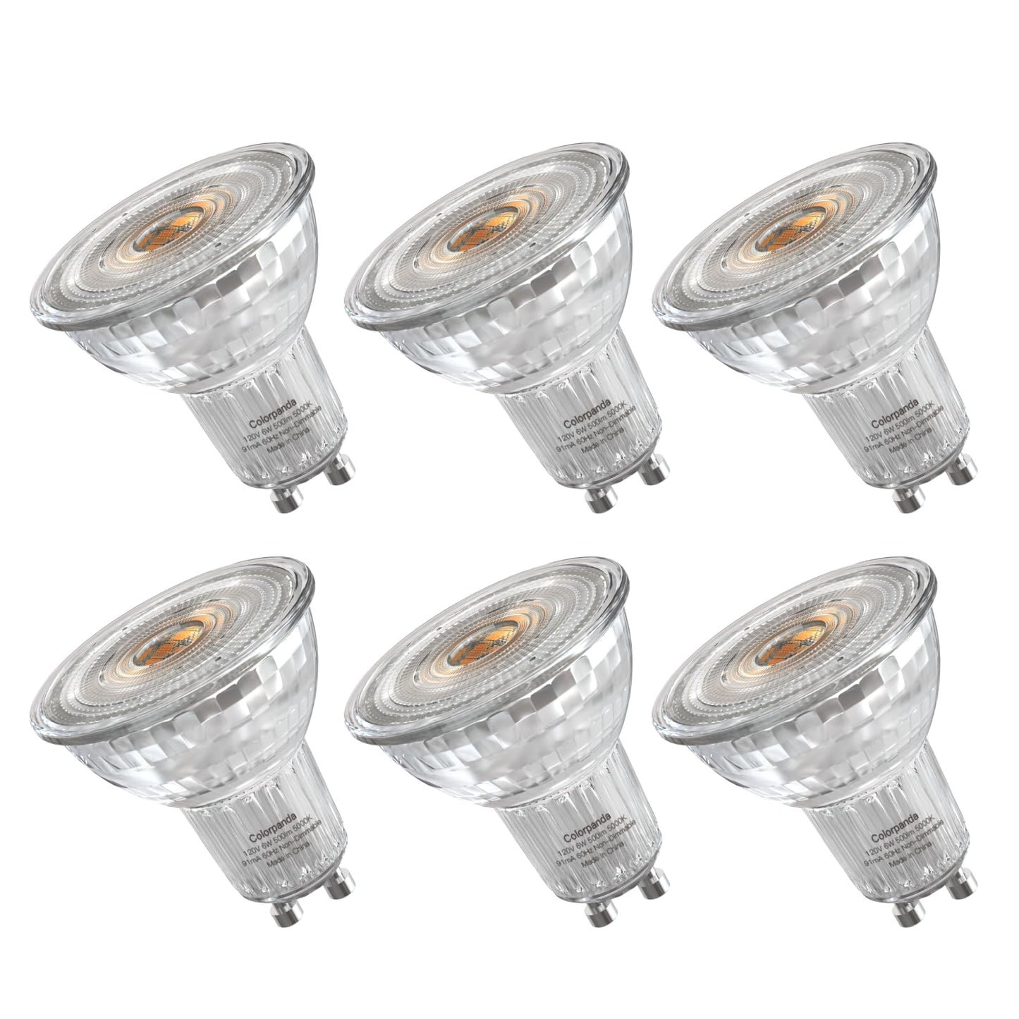 GU10 LED Light Bulbs Non-Dimmable, 500lm CRI90 5000K Nature Light GU10 Bulb Replacement for Recessed Track Lighting, 6W LED Bulb
