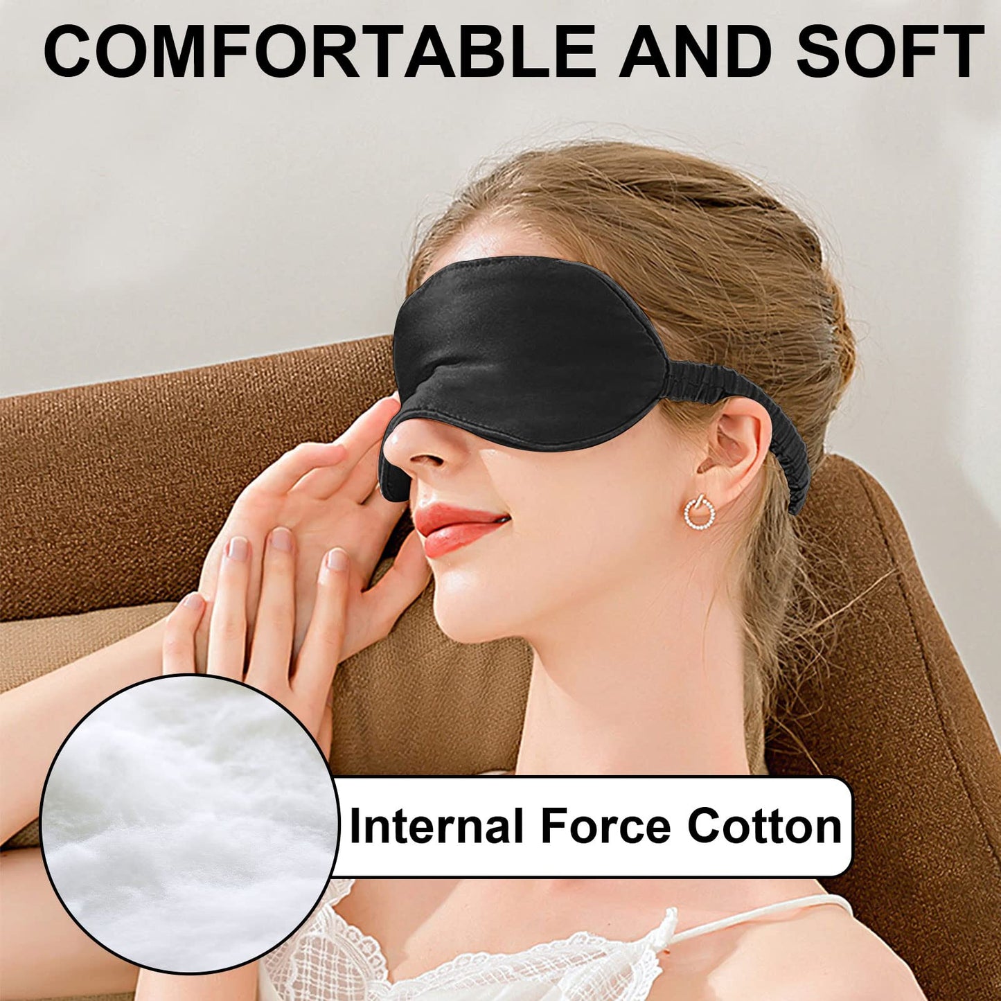 2Pack Silk Sleep Mask,Eye Mask for Sleeping,Elastic Blackout Eye Mask & Blindfold for Full Night's Sleep,Travel and Nap(Black)