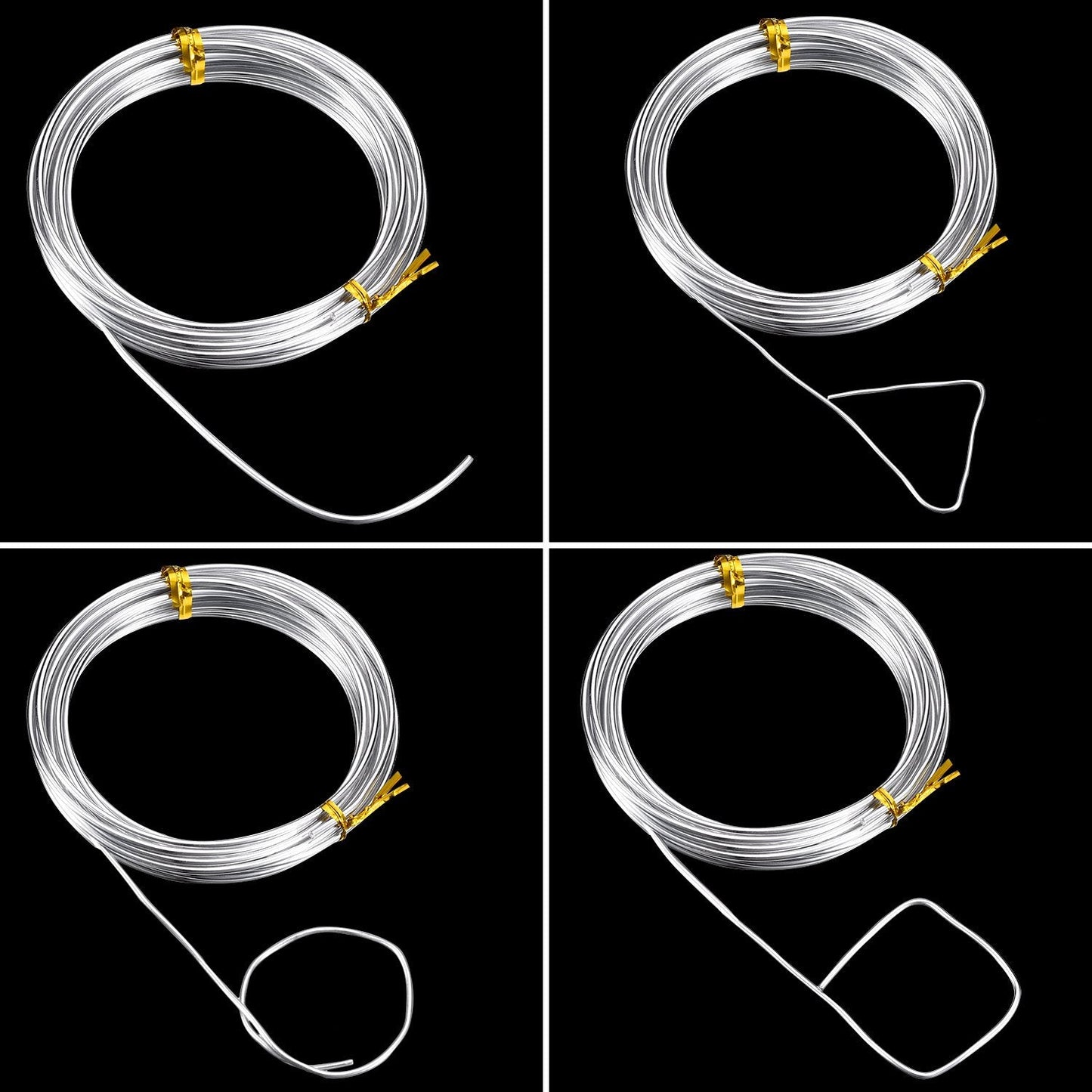 BBTO Aluminum Craft Wire, 4 Sizes (1 mm, 1.5 mm, 2 mm and 2.5 mm in Thickness) Bendable Metal Wire for DIY Sculpture and Crafts, 4 Rolls, Each Roll 16.4 Feet (Silver)