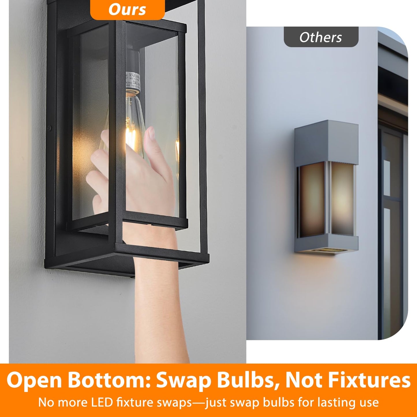 Aibisod 14 Outdoor Wall Lights Fixtures  Black Exterior Lighting Fixtures  Waterproof Outdoor Wall Lantern Modern Front Porch Lights With Clear Glass Coach Lights For Garage  Porch  Front Door 2-Pack