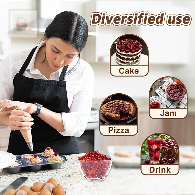 Cherry Pitter - Quick Release Multi Cherries Stoner Pitter 7-in-1, Push Button Cherr'y Core Pit'ter Tool Multiple with Splatter Protector, Pit Seed Remover for Making Jam Cherry Dishes (Balck-7 Holes)