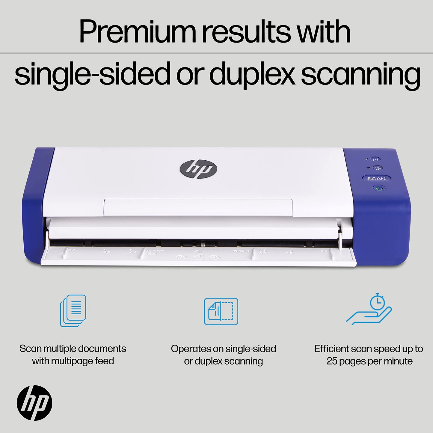 Hp Compact Desktop Duplex Usb Mobile Document & Photo Scanner With Auto-Feed Tray For Portable 2-Sided Digital Scanning, Model H