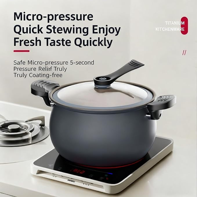 Multifunctional Large Capacity Non-stick Pressure Cooker, 5.3QT electric pressure cooker, Anti-Scalding Handle & Visual Glass Lid, Non-Stick Pans,Easy to Clean,for Family Meals, Soups, Stews (Green)