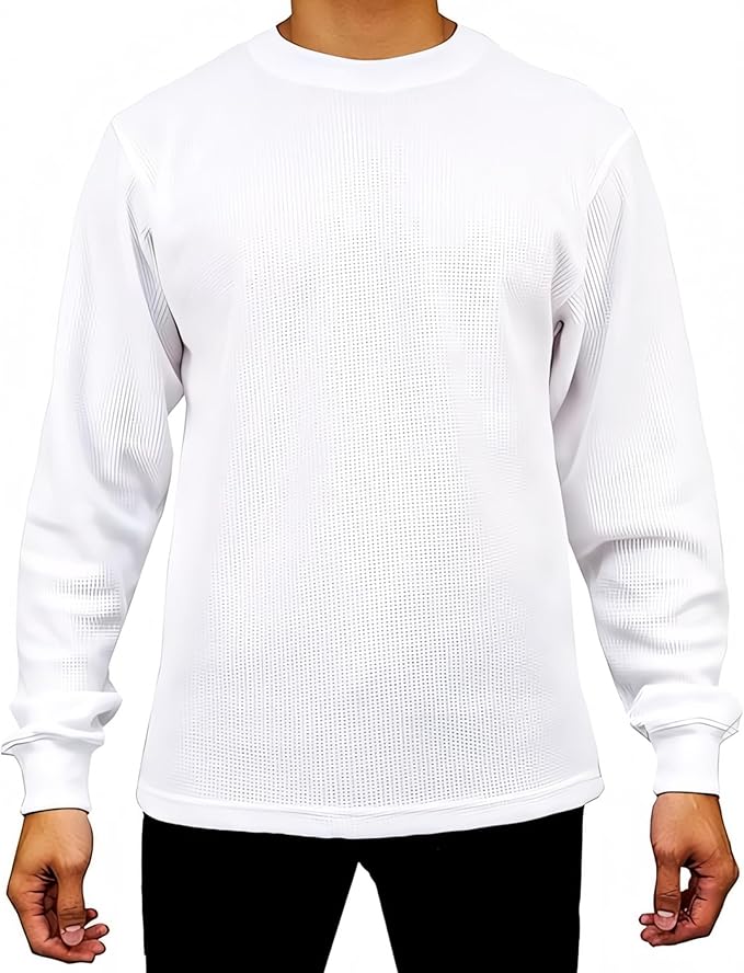 Access Men’s Heavyweight Thermal Shirt Crew Neck, Waffle Knit Long Sleeve Base Layer for Cold Weather