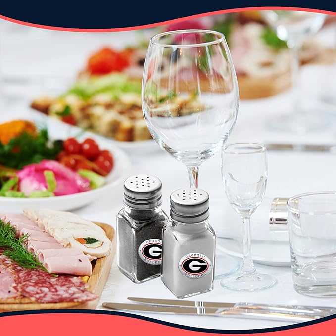 Heritage Pewter University of Georgia Bulldogs Salt and Pepper Shaker Set of 2 Bottles | Expertly Crafted Pewter Glass