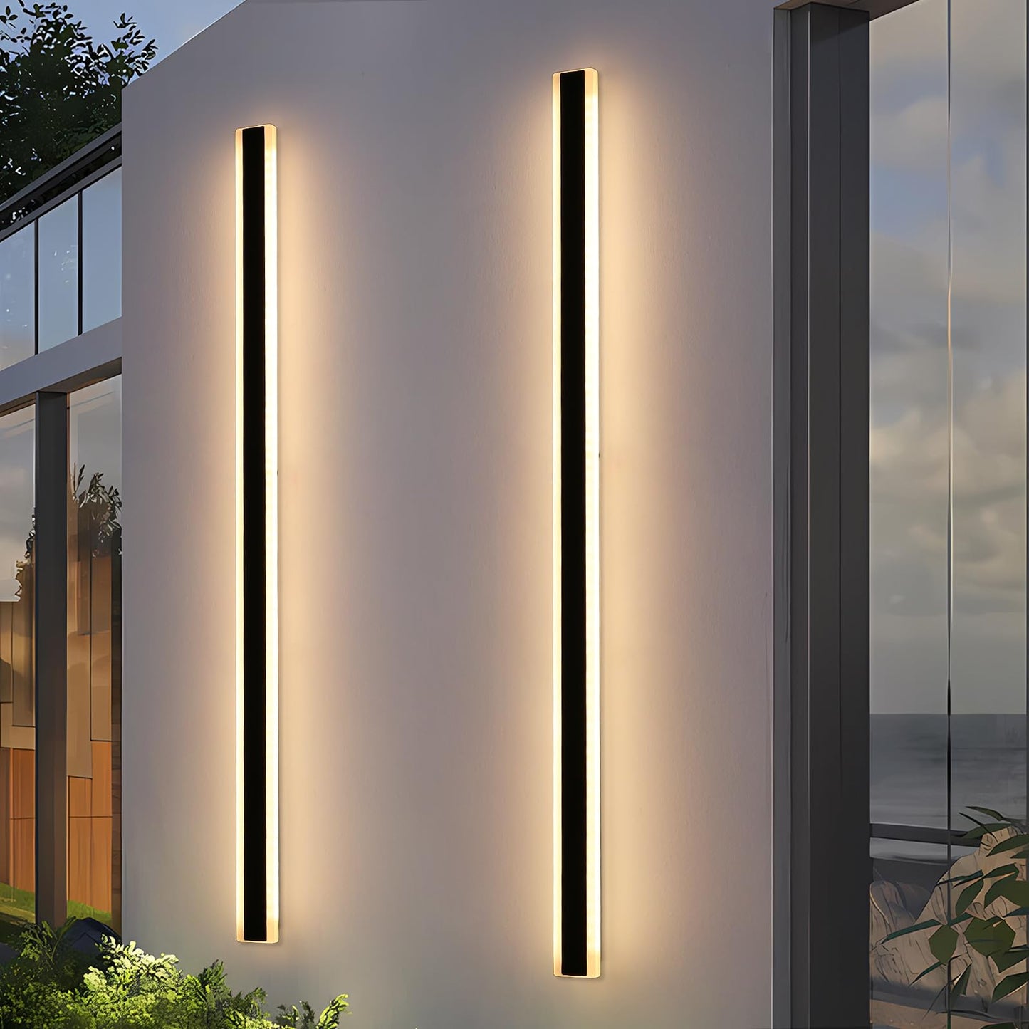 Mikeru 2Pack 71Inch Long Led Wall Light Fixtures  3000K Modern Outdoor Lights Exterior For House Ip65 Waterproof Rust Outdoor Light Fixtures Hardwire Wall Mount Exterior Lighting For Shop Garage
