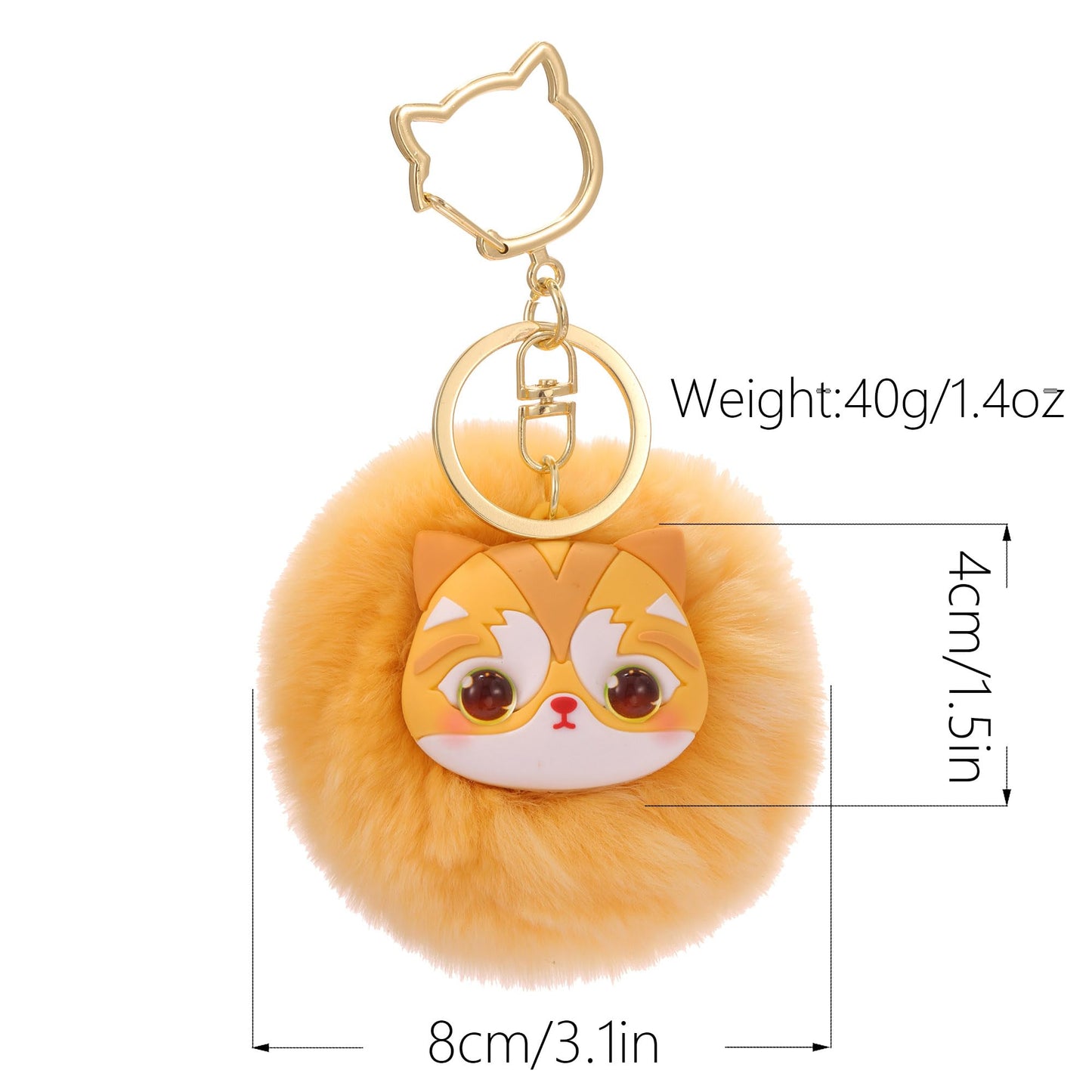 Jekvill Kawaii Cat Keychain Yellow Plush Bag Charms for Handbags Purse Charms cute Keychain Gift