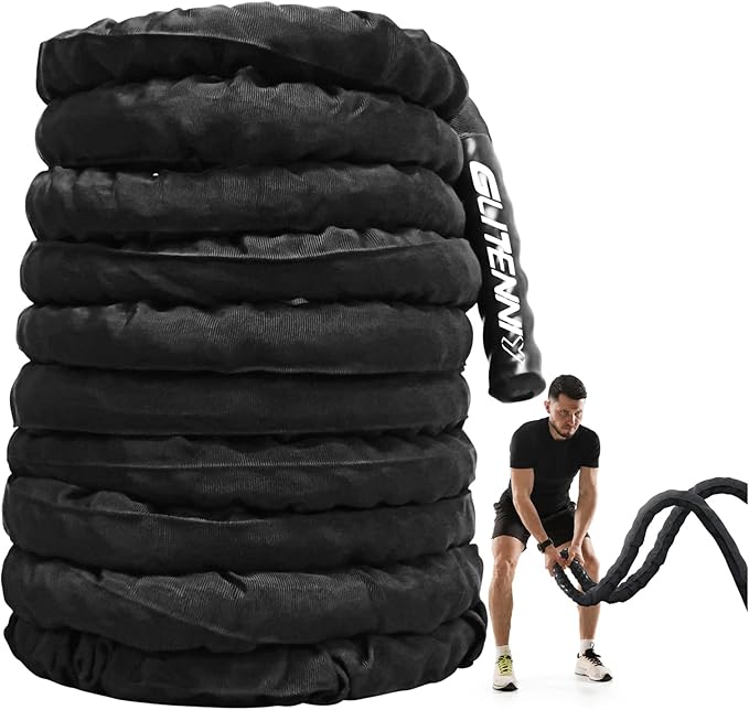 Battle Ropes Black Workout Rope 1 inch Battle Ropes for Home Gym 30ft Exercise Ropes for Working Out Heavy Ropes for Exerc...