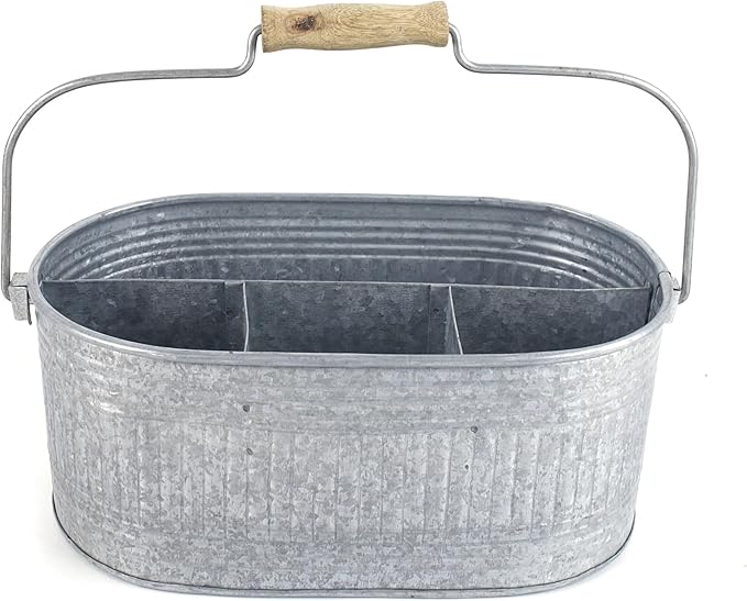 Alpha Living Home Farmhouse Utensils Caddy, Antique Gray, 18.5 x 14.5 x 3 in